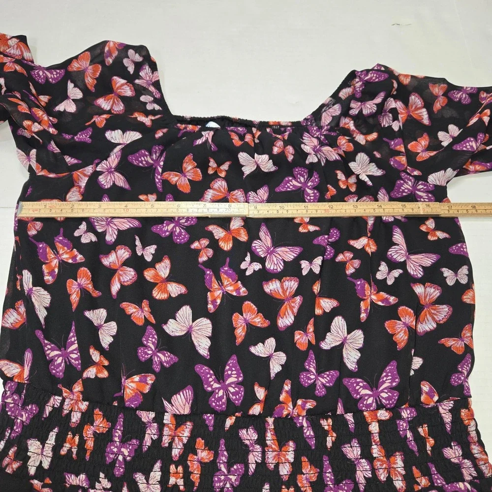 Sugar & Jade Butterfly Mini Dress Girls XL Black Purple‎ Casual Colorful Spring